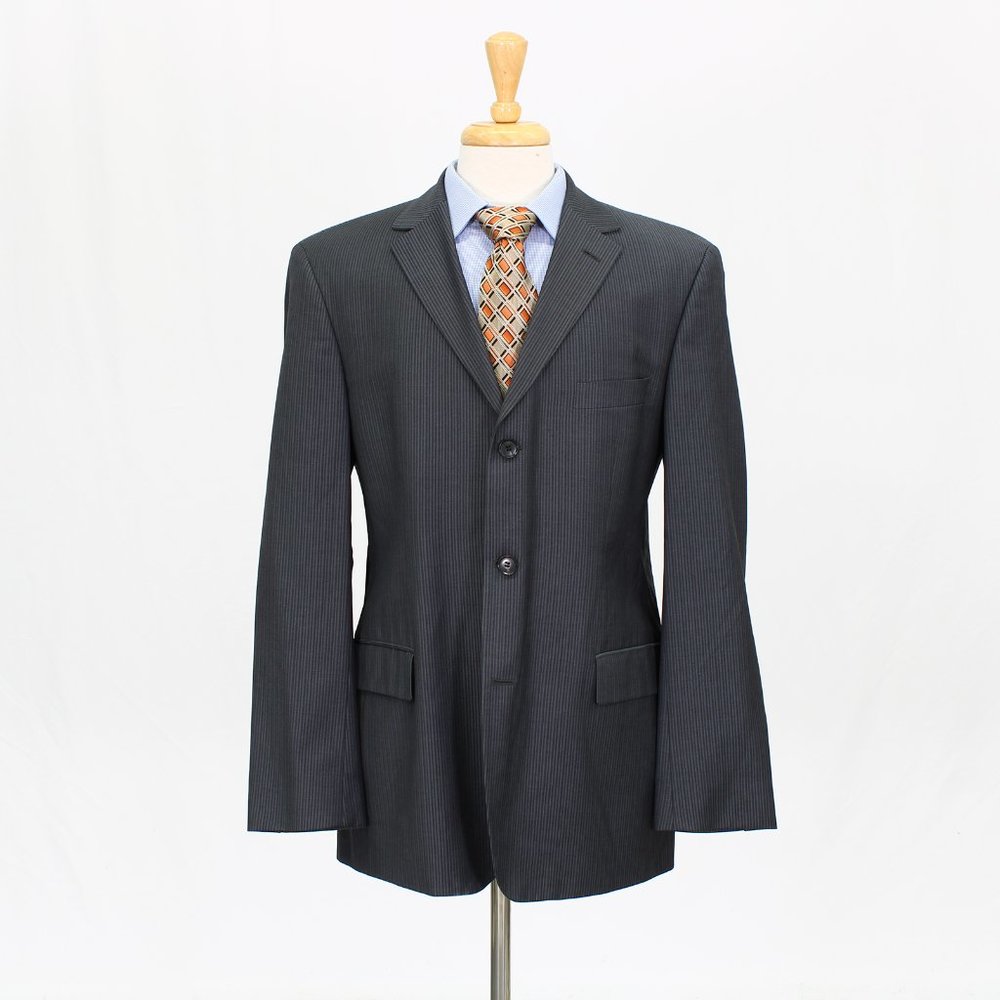 Hugo Boss 42R Gray Striped 3-Button Sport Coat Blazer Jacket V196